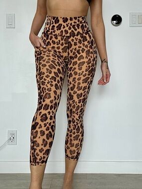 Fabletics Leopard Print High-Rise Capri Leggings - Brown/Black